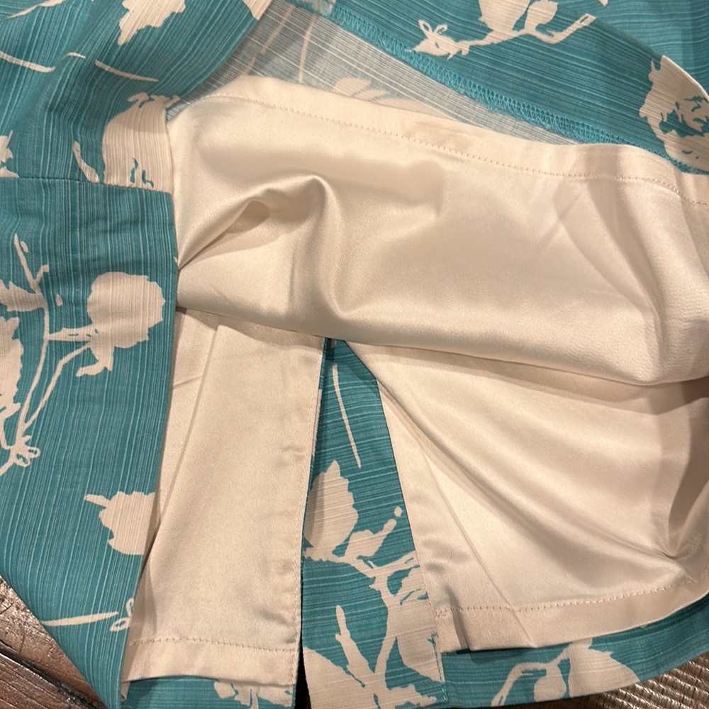 Boden teal & white graphic print pencil skirt US 6R - Picture 8 of 9